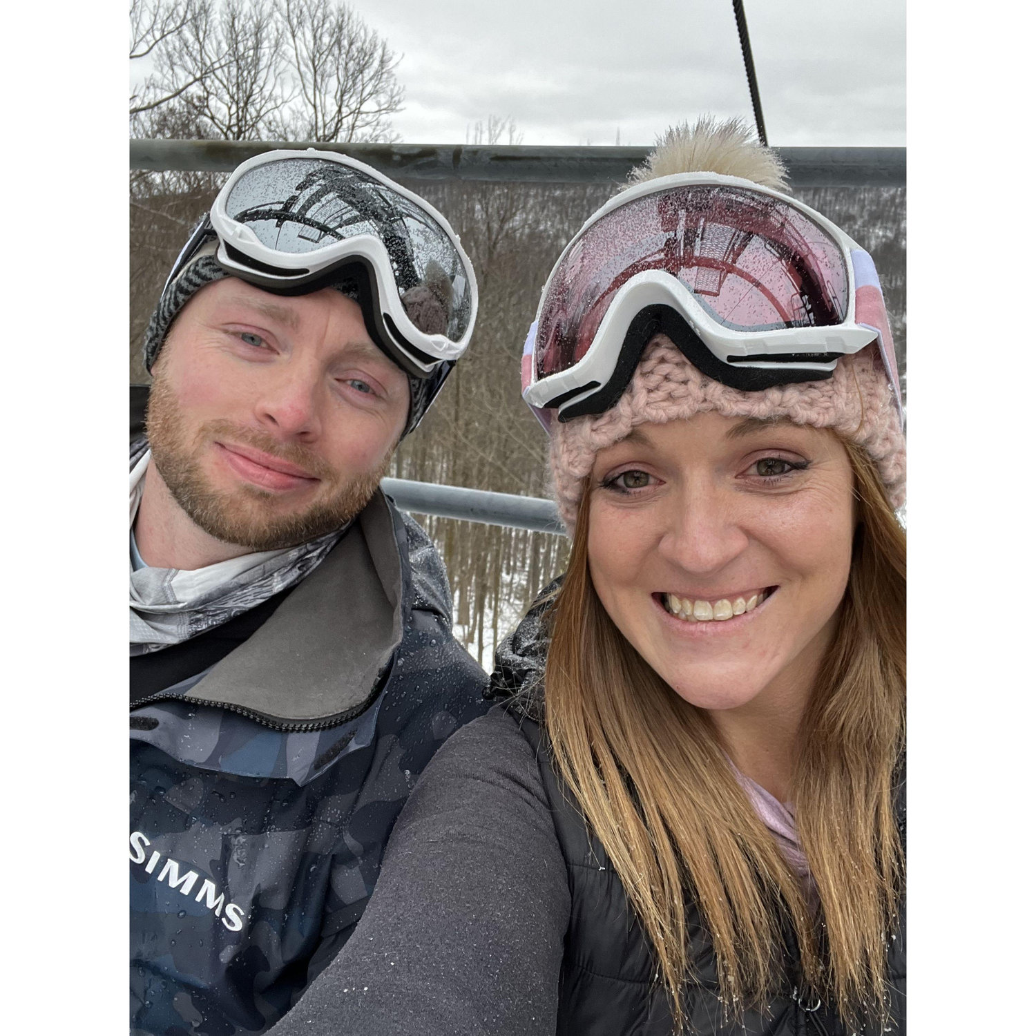 We enjoy hitting the slopes in the winter. Corey skis and Averi snowboards.