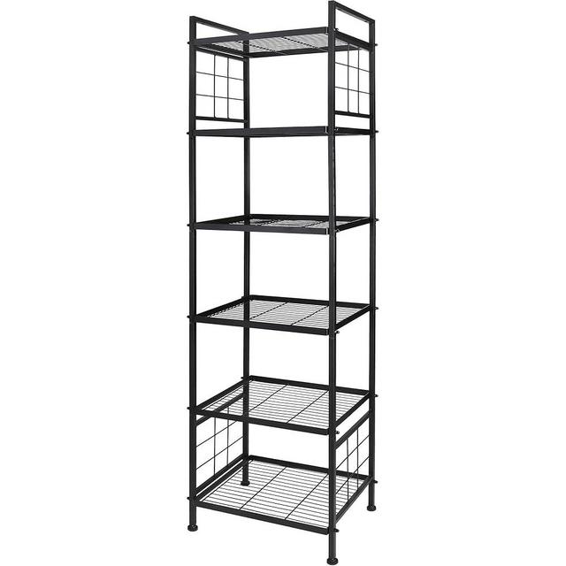 GIOTORENT 6-Wire Standing Storage Shelf, Metal Shelving Unit Pantry Rack for Laundry Kitchen Bathroom Organizer(Black)