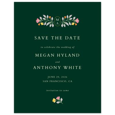 Dark Forest, Green Wedding Digital Save the Date - Blume Portrait
