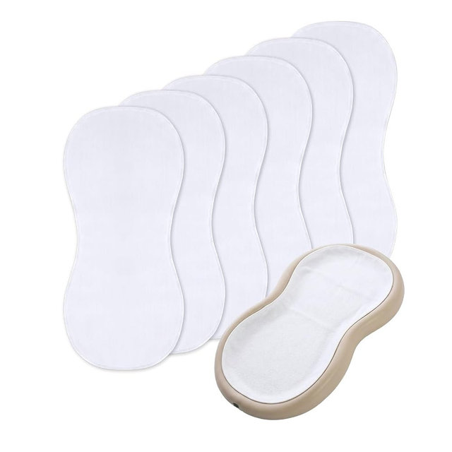 6 Pcs Changing Pad Liner, Compatible with Keekaroo Peanut Changer, Quilted Thicker Non-Slip Reusable Machine Washable Waterproof Changing Table Liners, White