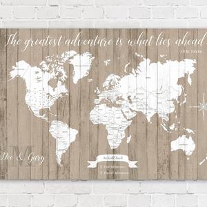 Personalized World Map Push Pin Map On Canvas World Travel Map Art by Artist Amber McDowell