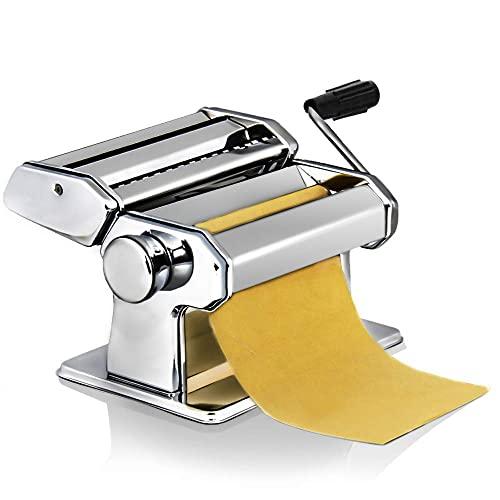 Pasta Maker Machine,Hand Crank Noodle Maker Stainless Steel Noodles Cutter with Clamp for Spaghetti Lasagna Tagliatelle