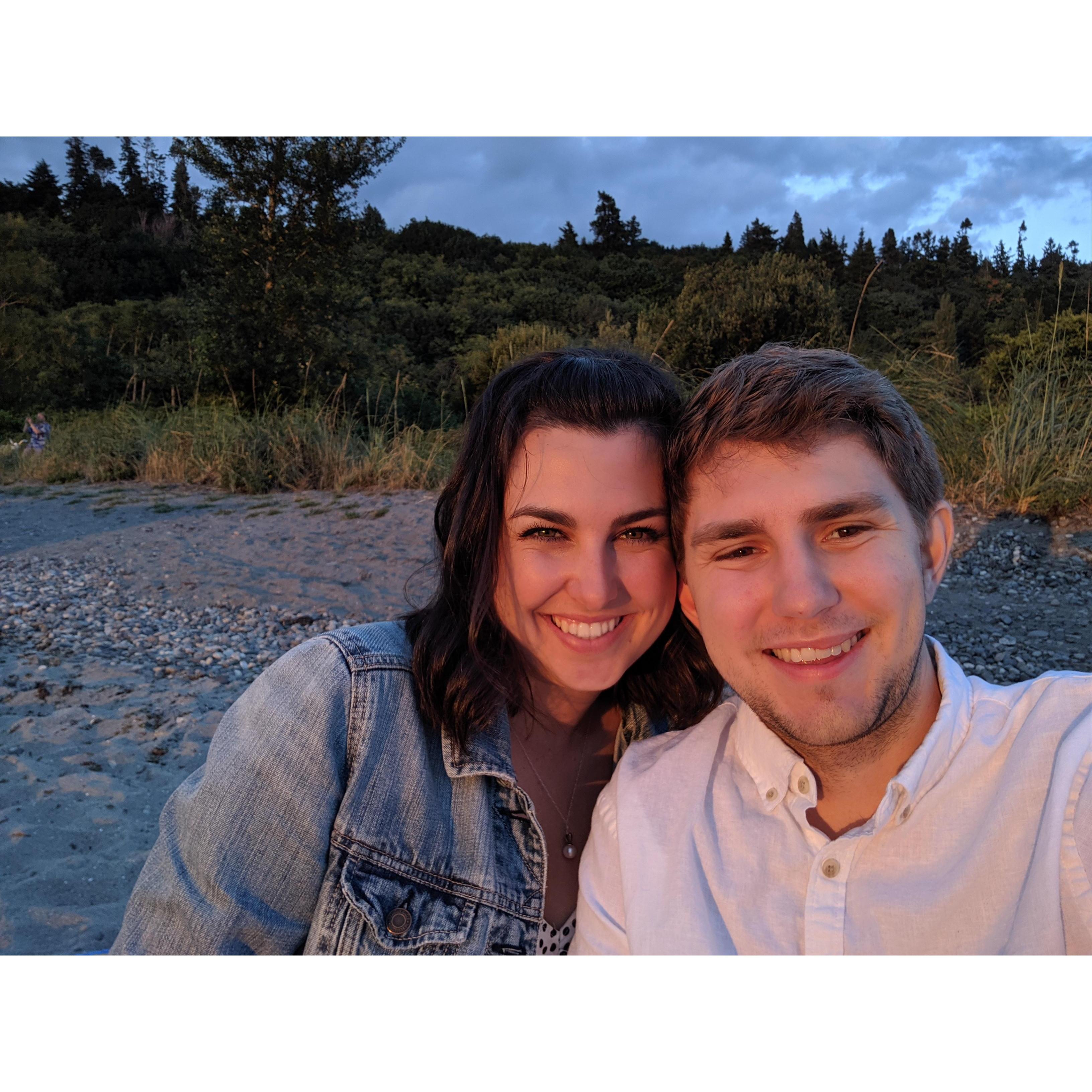 Three year anniversary photo while we watched the sunset at Golden Gardens - our favorite place in Seattle.