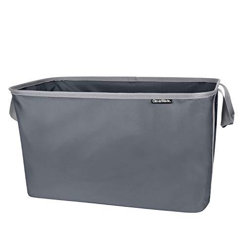 CleverMade Collapsible Fabric Laundry Basket - Foldable Pop Up Storage Container Organizer - Space Saving Hamper with Carry Handles Extra Large, One Size Charcoal/Grey