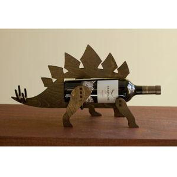 Wine-O-Saur Wooden Dinosaur Wine Rack Stegosaurus