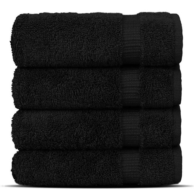 Chakir Turkish Linens Hotel & Spa Quality, Highly Absorbent 100% Cotton Turkish Washcloths (4 Pack, Black)