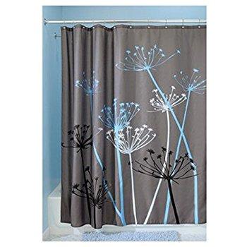 InterDesign Thistle Fabric Shower Curtain, 72 x 72-Inch, Gray/Blue