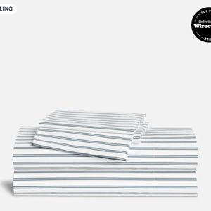 Brooklinen Classic Percale Core Sheet Set - - Tandem Stripe in Storm (King)