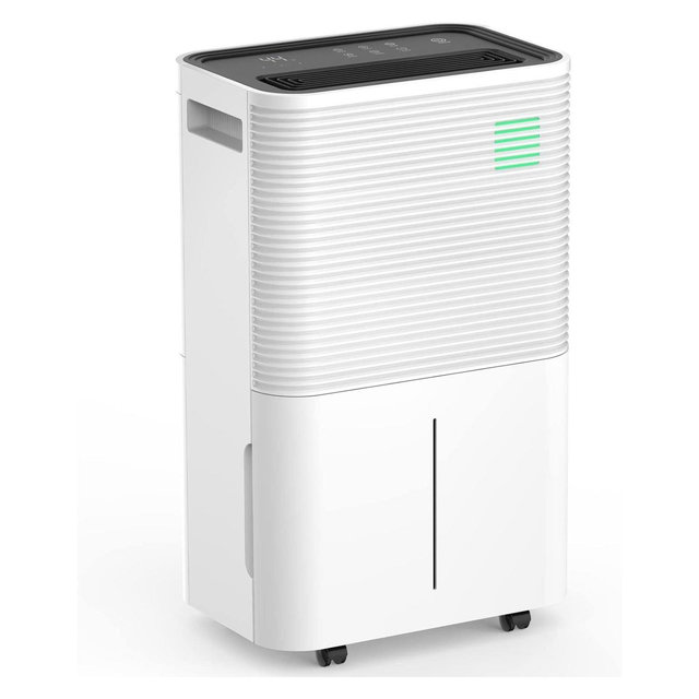 R.W. FLAME 45 Pint Efficient Dehumidifier, Auto Defrost, 4L Water Tank, 3-Color LED Light, for Home, Bathroom, Bedroom, White, Quiet Operation