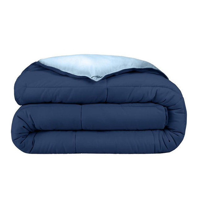 Bare Home Queen Comforter - Reversible Colors - Goose Down Alternative - Ultra-Soft - Premium 1800 Series - All Season Warmth - Bedding Comforter (Queen, Dark Blue/Light Blue)