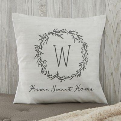Personalized Farmhouse Floral 14-Inch Throw Pillow "K"