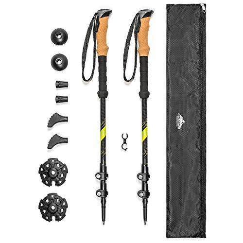 Cascade Mountain Tech Carbon Fiber Adjustable Trekking Poles - Lightweight Quick Lock Walking or Hiking Stick - 1 Set ( 2 Poles)