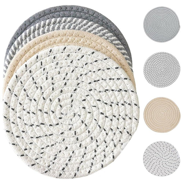 EOYDKAP Trivets for Hot Dishes, Hot Pots and Pans, 7" Heat Resistant Trivets for Countertop, Pot Holders, Hot Pads, Pot Coaster, Placemat for Hot Plates, Kitchen Essentials for New Home, 4 Pcs