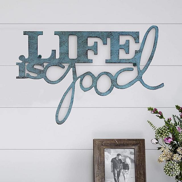Lavish Home Metal Cutout-Life is Good Wall Sign-3D Word Art Home Accent Decor-Perfect for Modern Rustic or Vintage Farmhouse Style