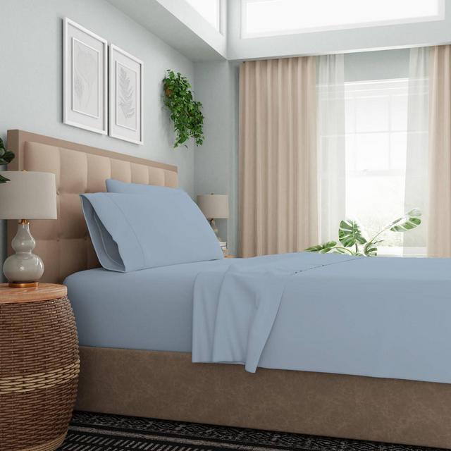 Color Sense King 1200 Thread Count Cotton Rich Sateen Sheet Set Blue