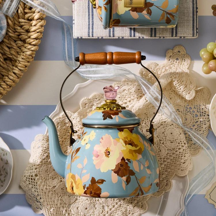 MacKenzie-Childs, Wild Rose Slate Tea Kettle | Zola
