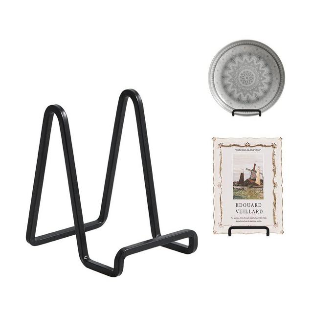 Plate Holder Easel Display Stand - 4.5 inch Metal Plate Stands for Display - Tabletop Picture Stand - Black Iron Easels for Display Pictures | Photo Frames | Book | Decorative Plates | Plaque - 1 Pack