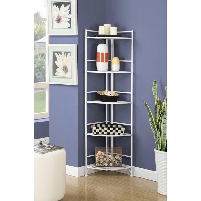 Xtra Storage 5 Tier Folding Metal Corner Shelf, White Finish