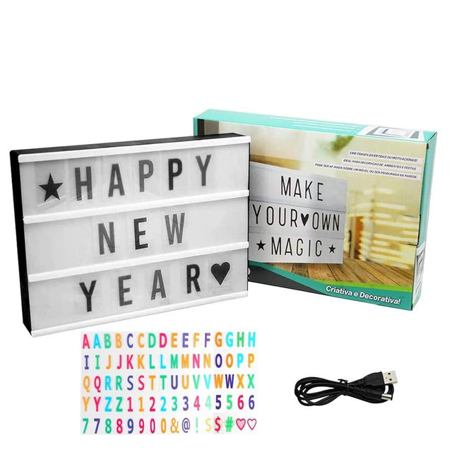 Aoutrow Cinema Light Box Personalized Neon Signs, Warm White LEDs Lightbox with Letters, Numbers, Symbols
