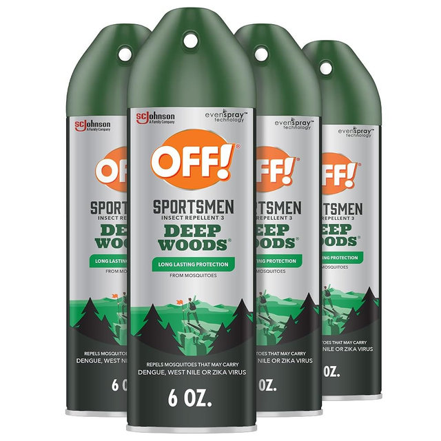 OFF! Deep Woods Sportsmen Insect Repellent Aerosol, Bug Spray Containing 30% DEET, Protects Against Mosquitoes and Ticks, 6 Oz, (Pack of 4)