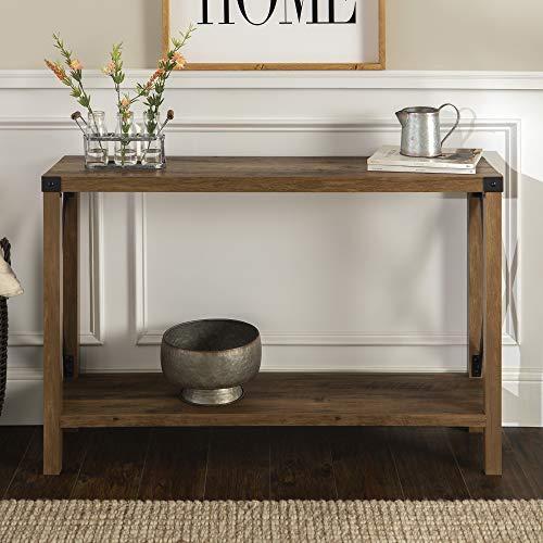 WE Furniture Farmhouse Sqaure Accent Entryway Table, 46 Inch, Brown Reclaimed Barnwood