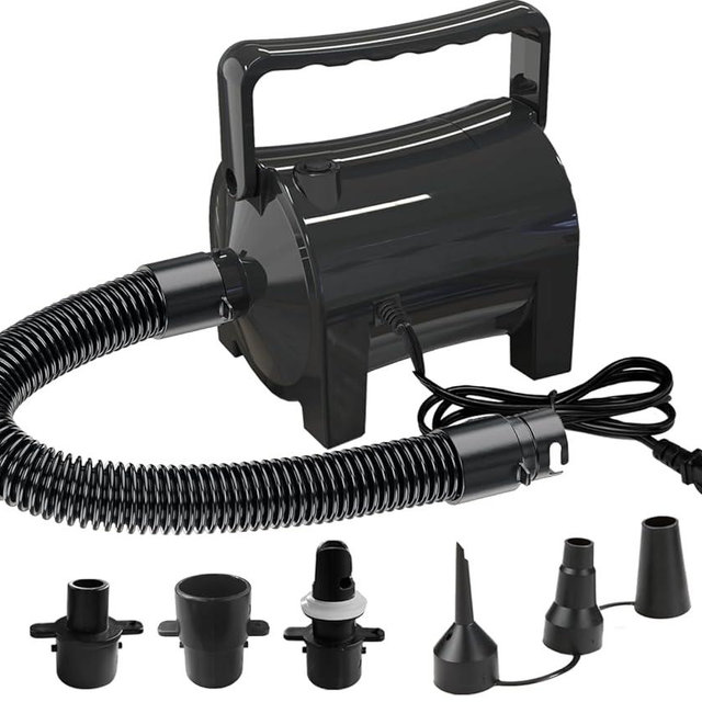 Artigarden Electric Air Pump Portable 460W Quick-Fill Air Pump Air Flow 45CFM 2.1PSI with Hose 5 Nozzles 120V AC Inflator Deflator Pump for Air Mattress Air Bed Inflatable Cushion Boat Swimming Ring