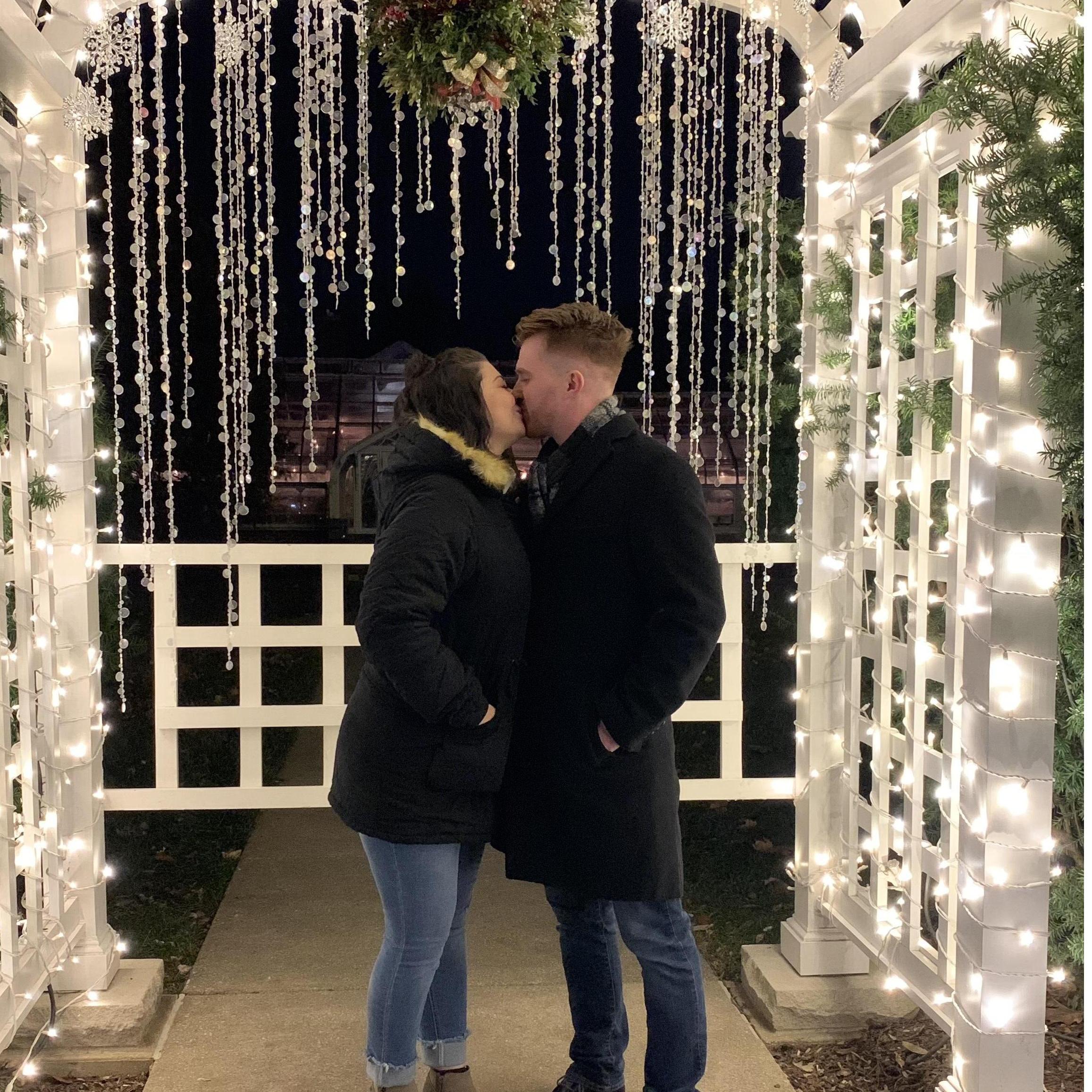 This picture of us was taken shortly before the proposal at Newfield's in Indianapolis.