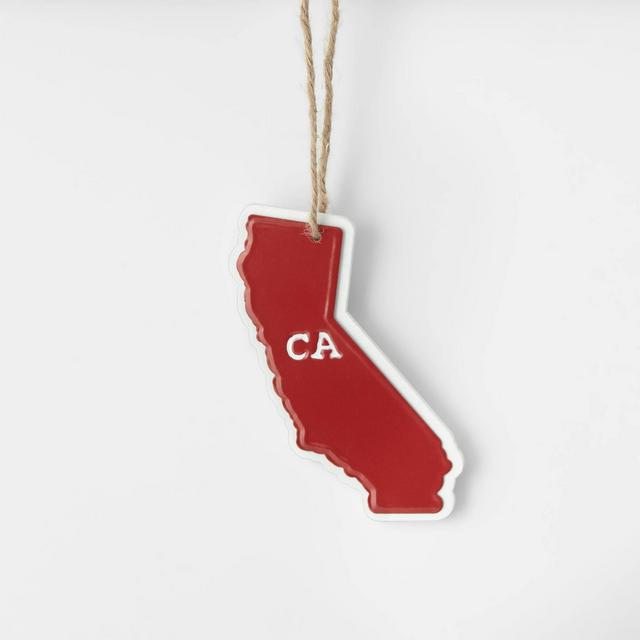 3.8'' Red Metal California on White Wood Christmas Tree Ornament - Wondershop™