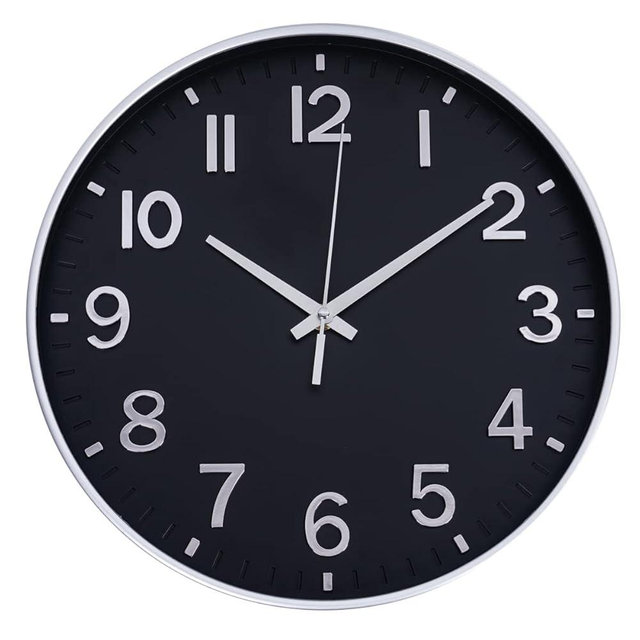 HZDHCLH Modern Wall Clocks Battery Operated,12 inch Silent Non Ticking Round Clock for Wall,Wall Clock for Kitchen Bedroom Living Room Office Classroom Decor (Black and Silver)