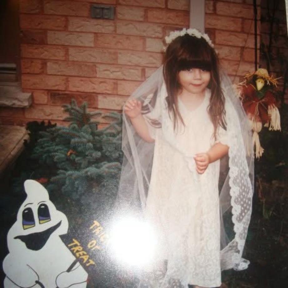 Little Amy dressed up as a Bride for Halloween!