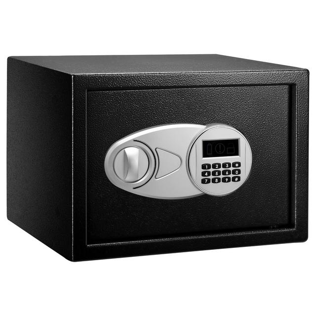 Amazon Basics Steel Security Safe and Lock Box with Electronic Keypad - Secure Cash, Jewelry, ID Documents - 0.5 Cubic Feet,13.8 x 9.8 x 9.8 Inches