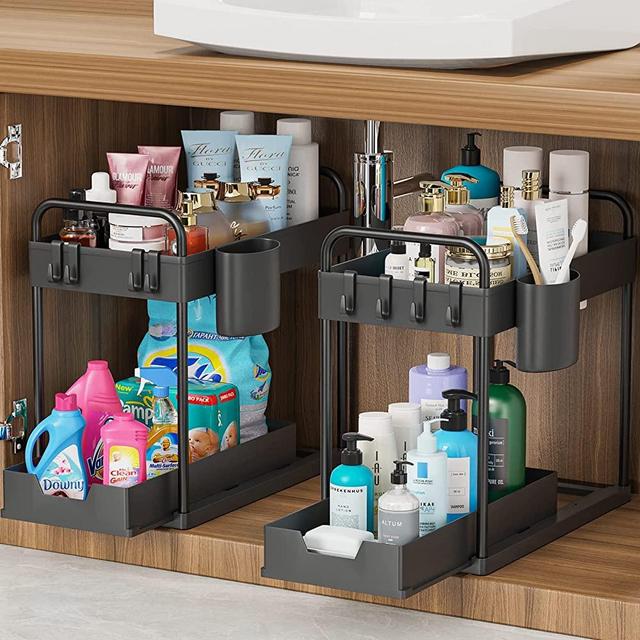 Under Sink Organizers and Storage,2 Pack,2-Tiers Pull-Out Home