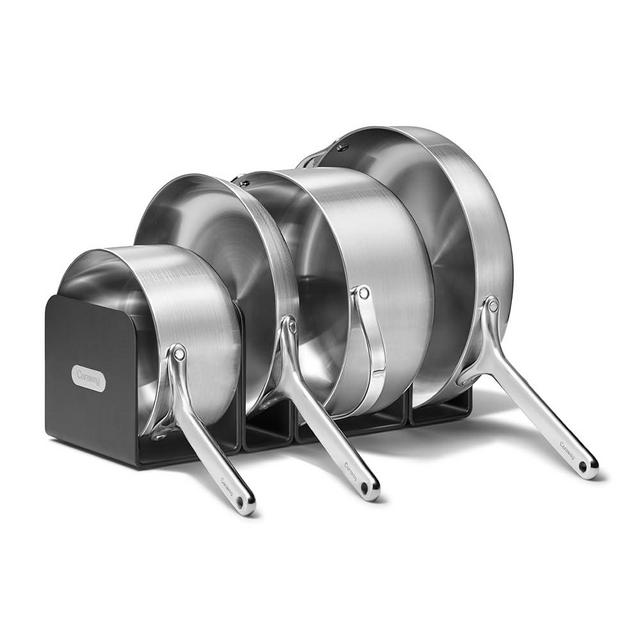 Caraway Stainless Steel Cookware Set (4 Piece) - 5-Ply Stainless Steel Pots & Pans - Includes Fry Pan, Sauce Pan, Sauté Pan, Dutch Oven, 3 Lids & Storage - Non Toxic, PTFE & PFOA Free