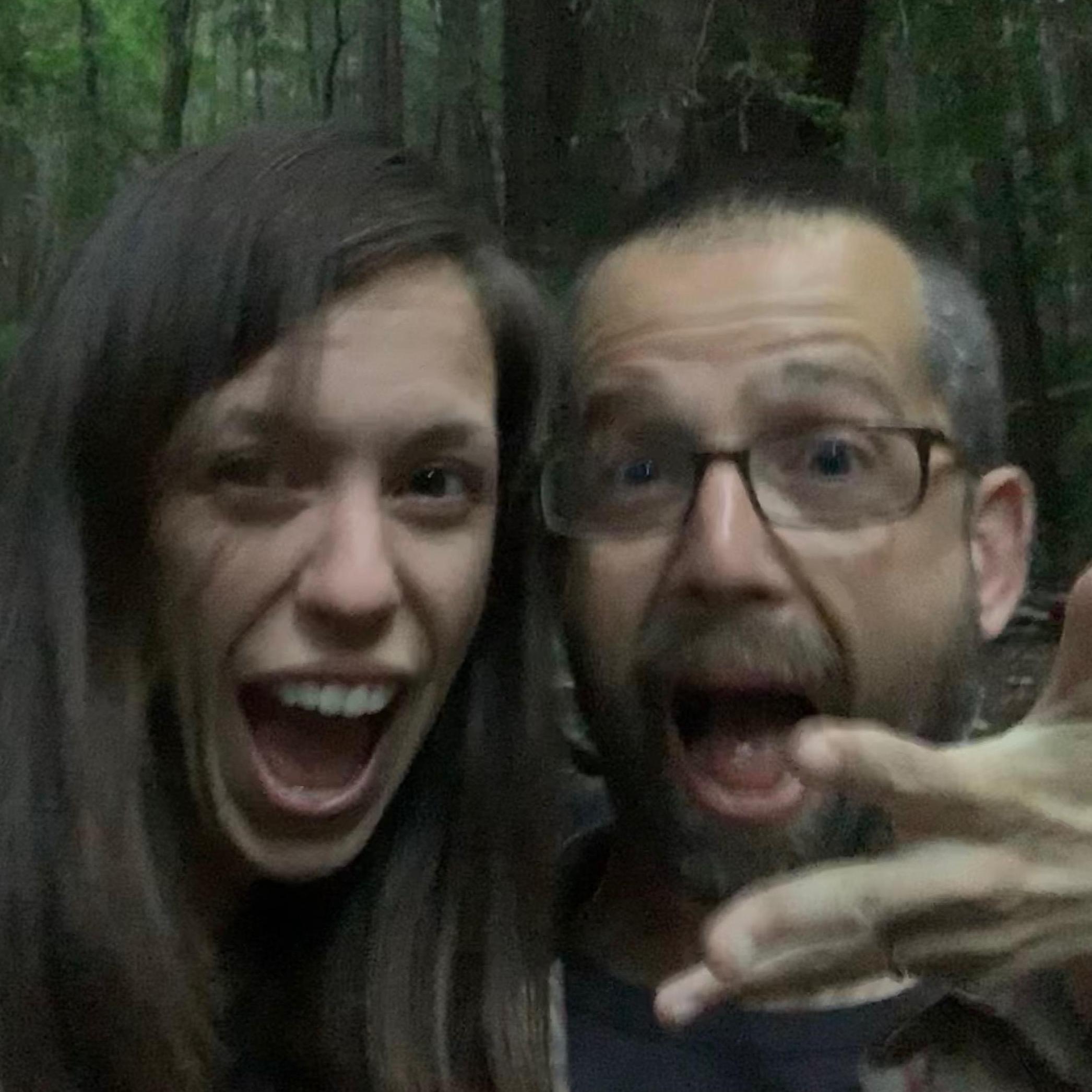 Dan surprised Katrina with a dogbane ring while scampering through the forest! She said she'd love to be his wife. They tried to take a picture to show off the ring and their excitement. July, 2019.