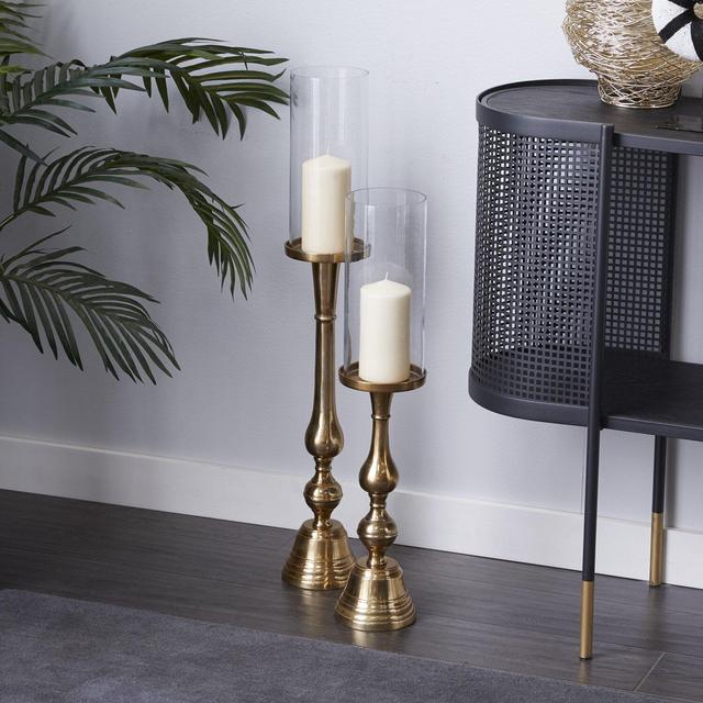 2 Piece Aluminum Tabletop Candlestick Set