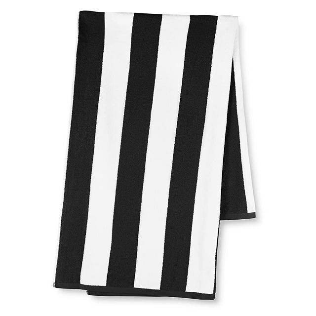 Luxor Linens- Large Beach & Pool Towel - 40"x70" Oversized Cabana Stripe, Hotel Quality-Luxuriously Soft, Absorbent and Plush Towel Blanket - Luxury Anatalya Collection (1-pc, Black)