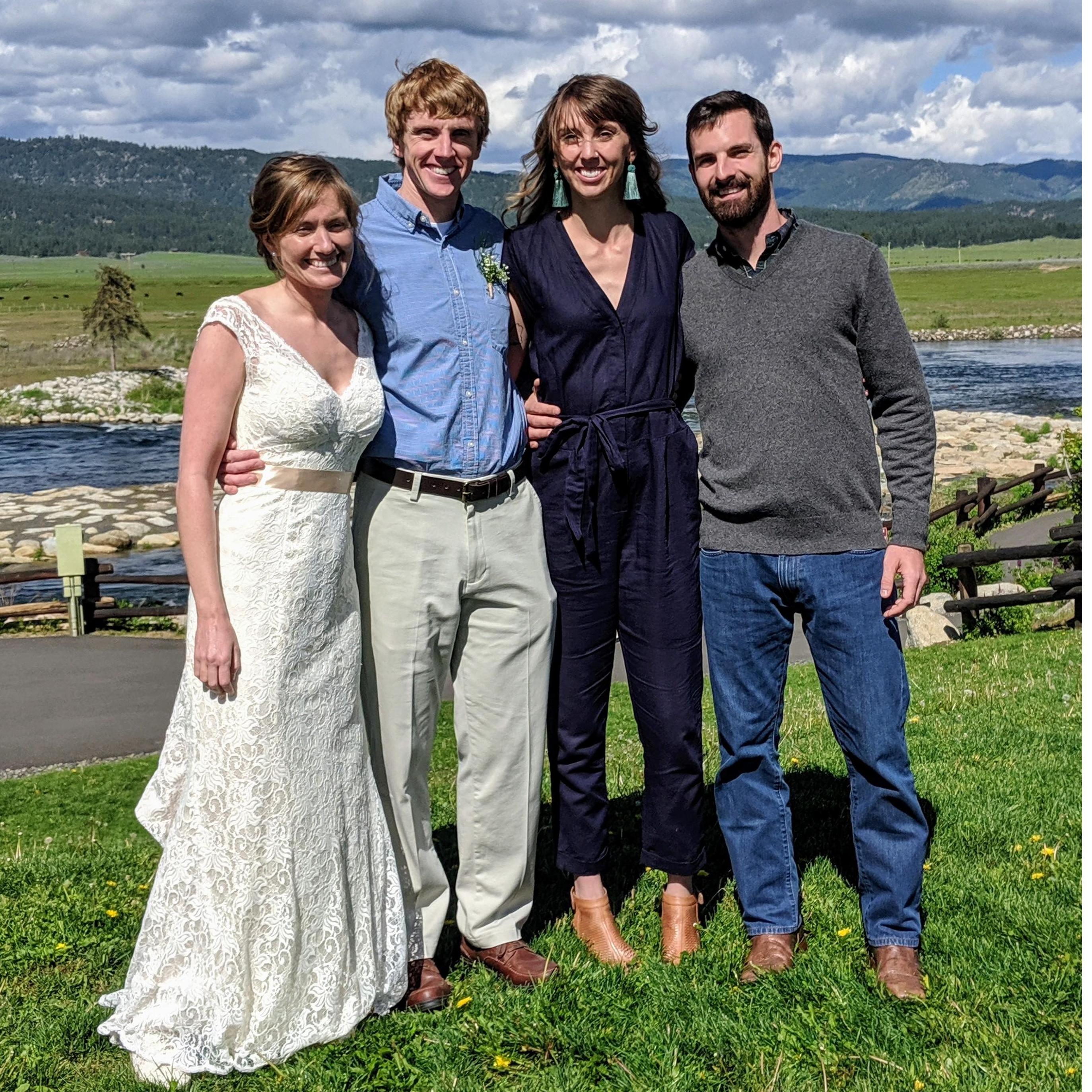 Celebrating with Hannah's brother, Luke, and new sister-in-law, Chris. Not pictured: nieces Shelby and Jane.