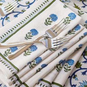 White Floral Dinner Table Napkins (set of 6)