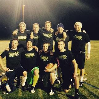 Trevor and his friends playing flag football.