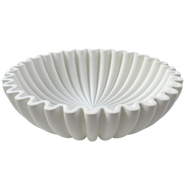 HUZHIBING Large Decorative Bowl,White Decorative Bowls for Home Decor - Ruffle Decor - Fluted Bowl - Scalloped Bowl-Stylish Key for Entry Table