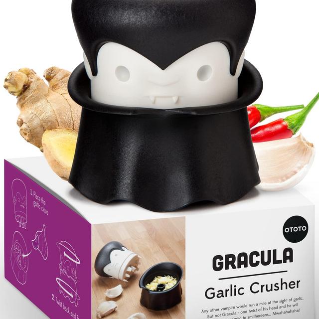 OTOTO Gracula Garlic Crusher also for Ginger, Nuts, Chili, Herbs - Twist Top Garlic Mincer Easy Squeeze Manual Garlic Press Peeler - BPA-Free Cool Kitchen Gadgets - Easy Clean by Hand Wash Only