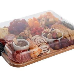 FARBERWARE Build-a-Board Cutting Board with Compartments and Clear Locking Lid for Charcuterie, Snacks, Bamboo