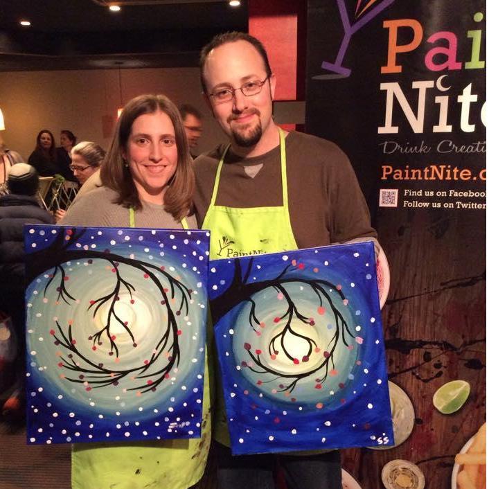 Early in our relationship, first ever paint night!