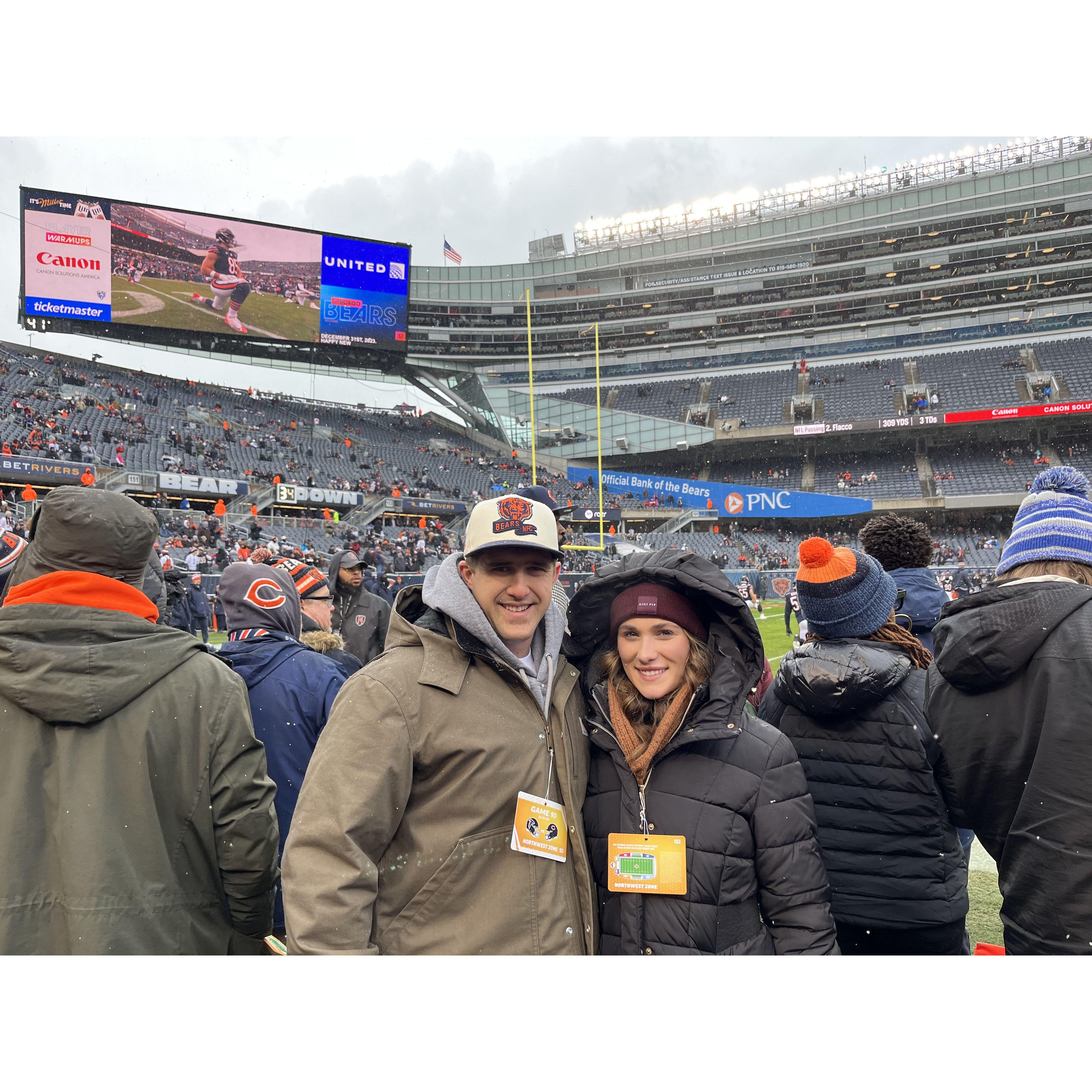 Our second Chicago Bears Football game, the day we got engaged