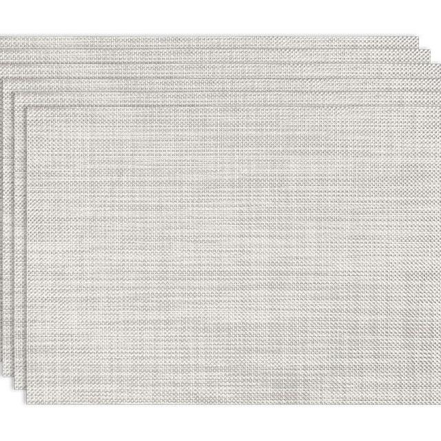 Placemats Set of 6 Washable Indoor/Outdoor Vinyl Place Mats for Dining Table Durable Non-Slip Heat Resistant PVC Weave Table Mats（Beige）