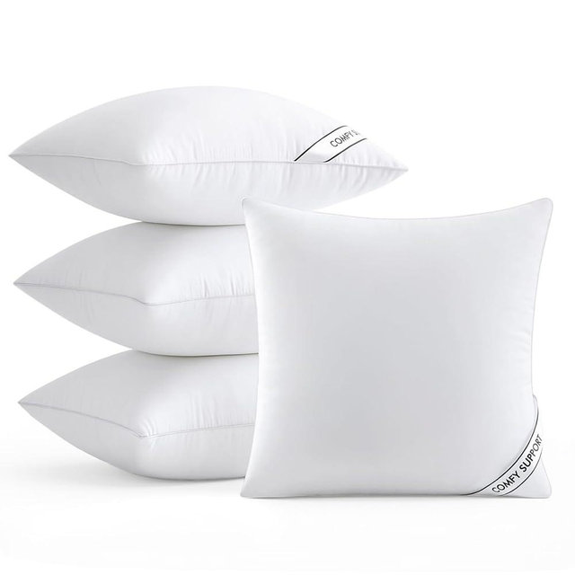 MIULEE 18x18 Inch Pillows Inserts, Pack of 4 Down Alternative Virgin Filling Comfy Support Throw Pillows for Sofa Couch Bed