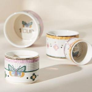The Bistro Tile Stoneware Measuring Cups, Set of 4: Garden Edition