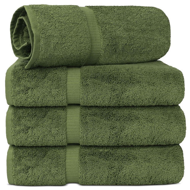 Chakir Turkish Linens | Hotel & Spa Quality 100% Cotton Premium Turkish Towels | Soft & Absorbent (30x60 Inches Extra Large Bath Towels, Set of 4 - Moss)