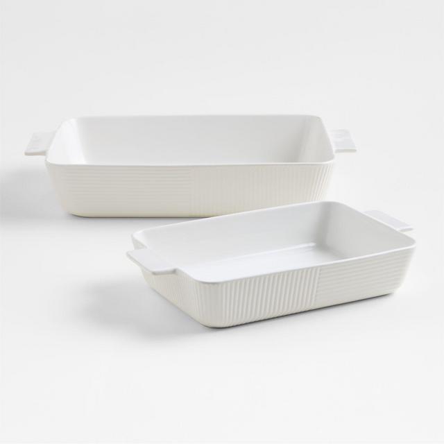 Hanno White Textured Ceramic Bakers, Set of 2