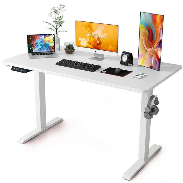 Win Up Time Whole Piece Standing Desk, 48 x 24 in, Electric, 176 lbs Capacity, Adjustable Height Desk for Home & Office, White